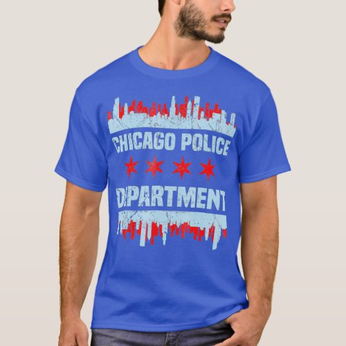 Chicago Police Officer Chicago Flag Skyline T_Shirt