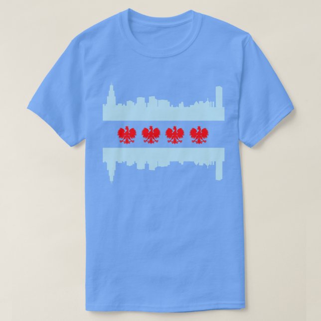 Chicago Polish American Flag Skyline Polska Poland T-Shirt (Design Front)