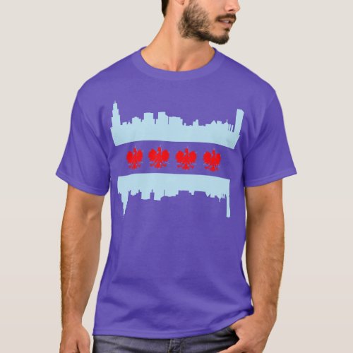 Chicago Polish American Flag Skyline Polska Poland T_Shirt