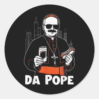 Chicago Pope Leo Xiv Da Pope Funny Meme Classic Round Sticker
