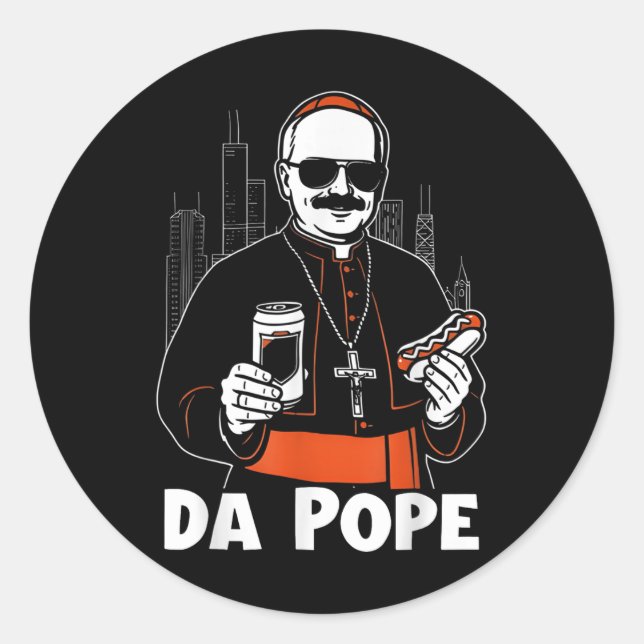 Chicago Pope Leo Xiv Da Pope Funny Meme  Classic Round Sticker (Front)