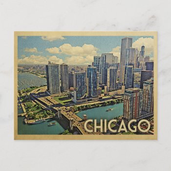 Chicago Postcard Illinois Vintage Travel by Flospaperie at Zazzle