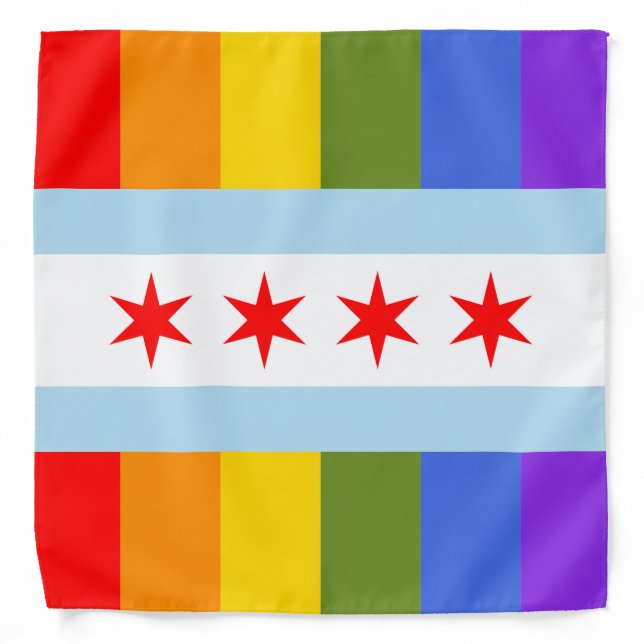 Chicago Pride Rainbow Chicago Flag Hybrid Bandana (Front)
