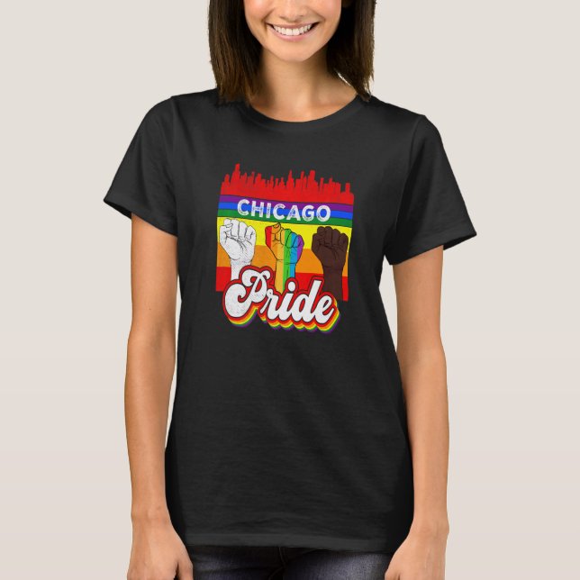 Chicago Pride Rainbow Gay Pride Flag  Lgbt T-Shirt (Front)