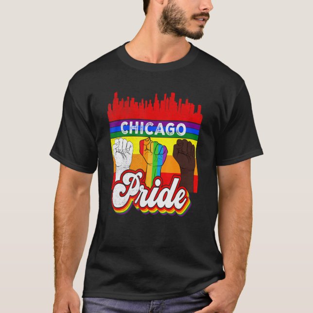 Chicago Pride Rainbow Gay Pride Flag   Lgbt T-Shirt (Front)