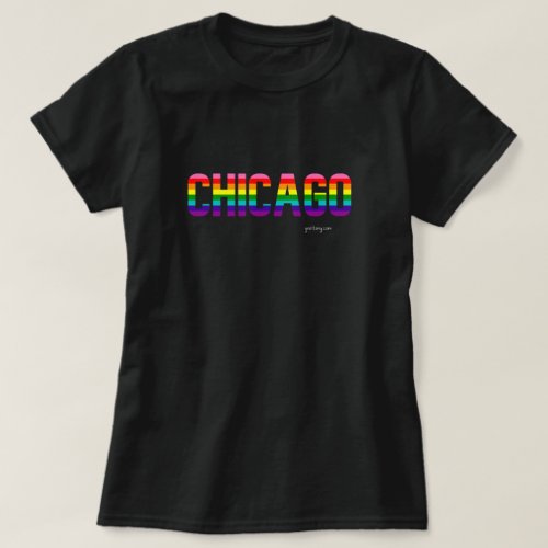 Chicago Pride T_shirt  Rainbow Flag 