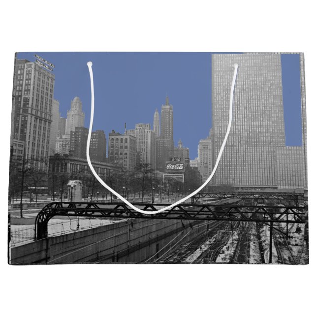Chicago Rail Yards Michigan Avenue 1960's Photo Large Gift Bag (Front)