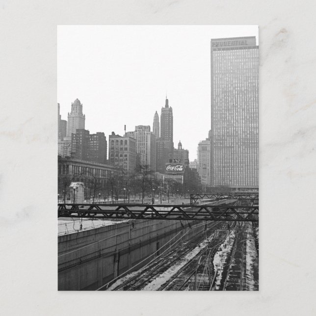 Chicago Rail Yards Michigan Avenue 1960's Photo Postcard (Front)
