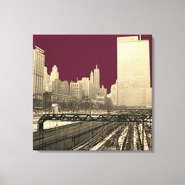 Chicago Rail Yards Railroad Downtown 1960's PHoto Canvas Print (Front)