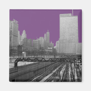 Chicago Rail Yards Railroad Downtown 1960's PHoto Magnet