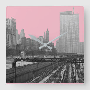 Chicago Rail yards railroad loop downtown Square Wall Clock
