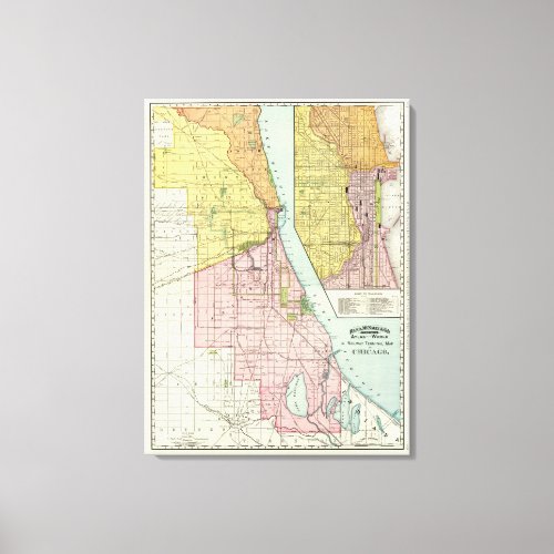 Chicago Railway Terminal Map Canvas Print