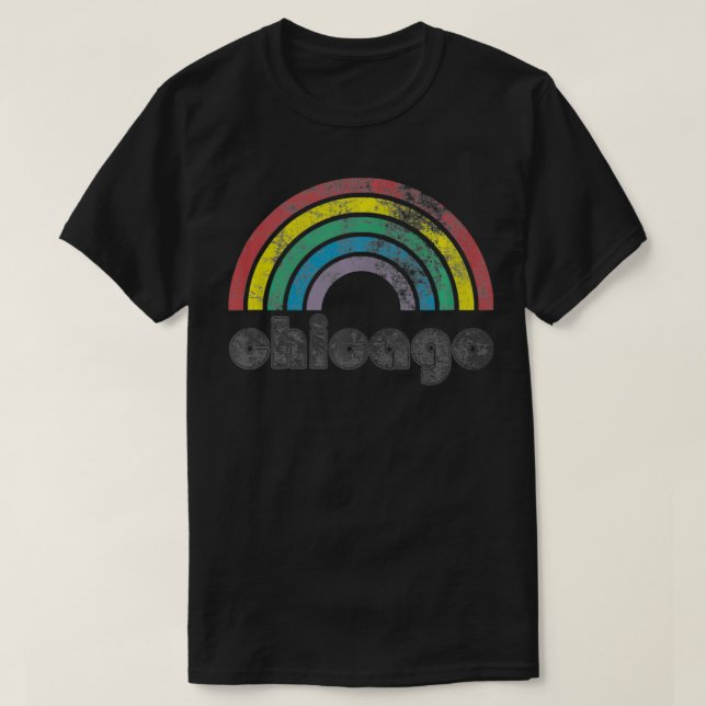 Chicago Rainbow 70's 80's Style Retro Gay Pride Me T-Shirt (Design Front)