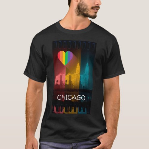 Chicago Rainbow T_Shirt Gay Pride Wrigley Building