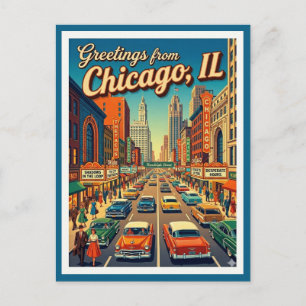 Chicago Randolph Street 1950s View Postcard