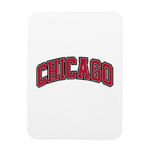 Chicago Red Block Varsity Style Text Design Magnet
