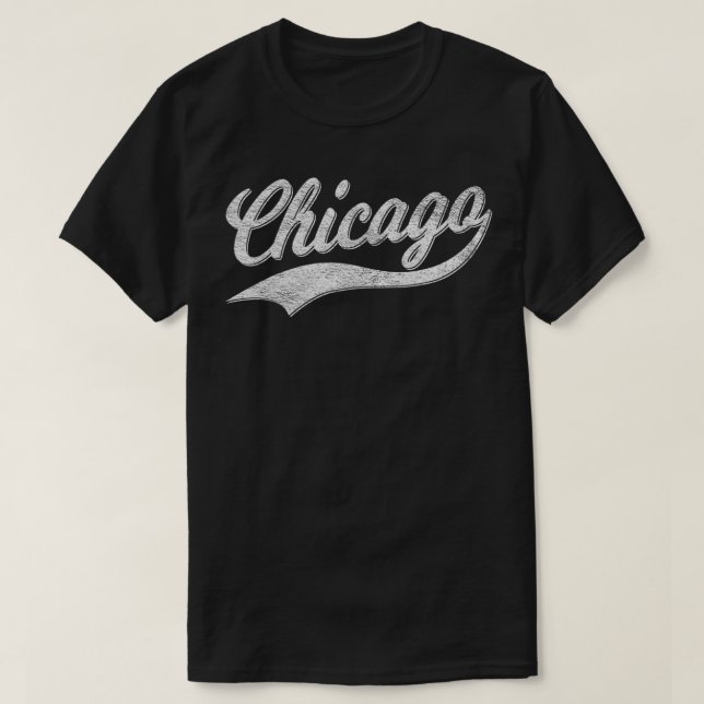 CHICAGO RETRO CLASSIC SPORTS SCRIPT CURSIVE TEXT V T-Shirt (Design Front)