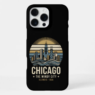 Chicago Retro Skyline Travel Design iPhone 16 Pro Max Case