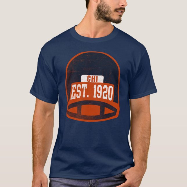 Chicago Retro Throwback Football Helmet Oversized T-Shirt (Front)