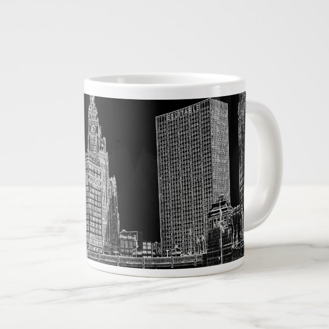 Chicago River 1967 Wrigley Building Sun Times Bldg Giant Coffee Mug (Front Right)