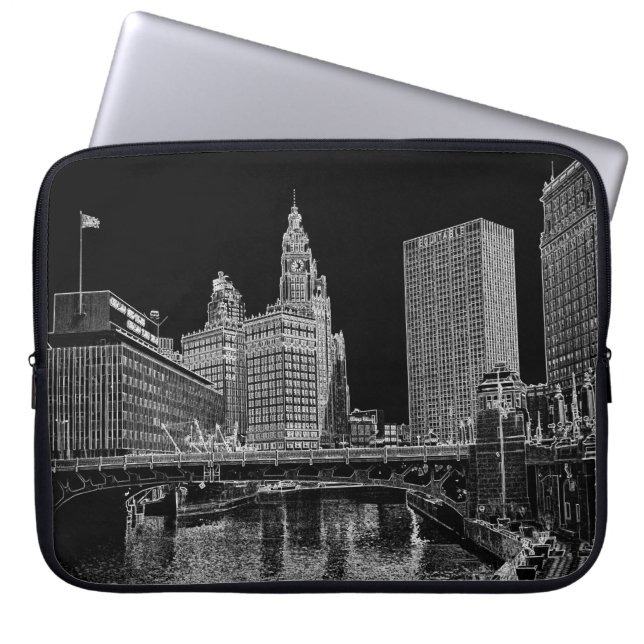 Chicago River 1967 Wrigley Building Sun Times Bldg Laptop Sleeve (Front)