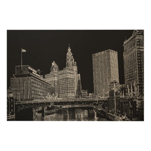 Chicago River 1967 Wrigley Building Sun Times Bldg Wood Wall Decor