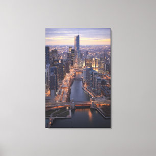 Chicago River and Trump Tower from above Canvas Print