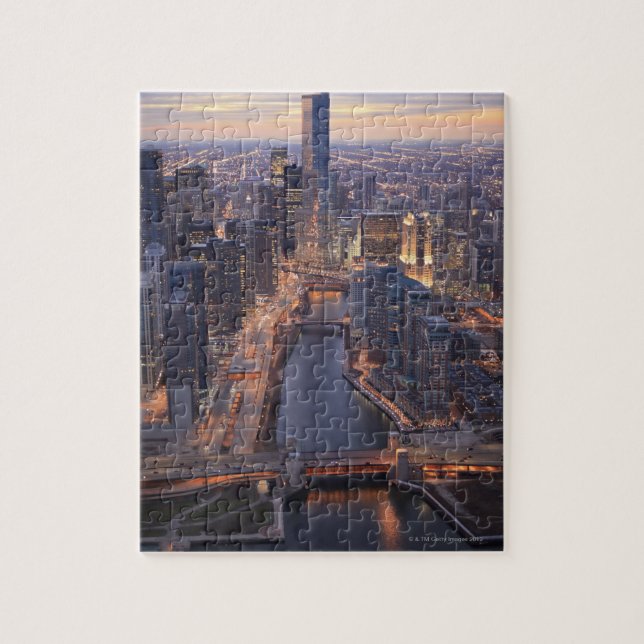 Chicago River and Trump Tower from above Jigsaw Puzzle (Vertical)