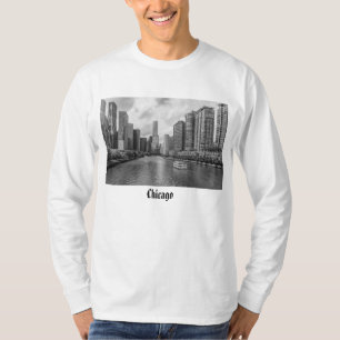 Chicago River And Trump Tower Grayscale T-shirt