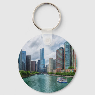Chicago River and Trump Tower Keychain