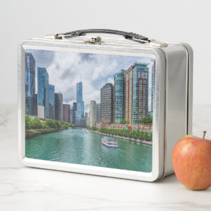Chicago River and Trump Tower Metal Lunch Box