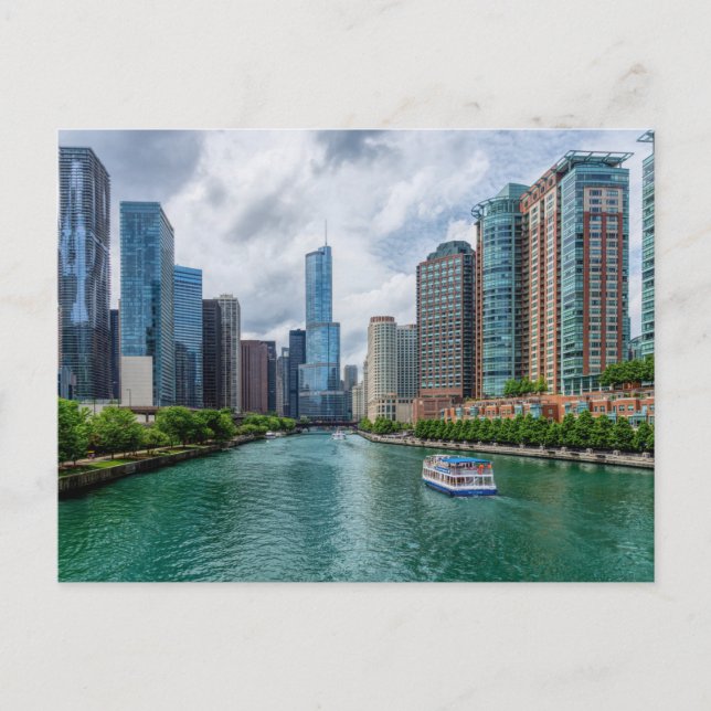 Chicago River and Trump Tower Postcard (Front)