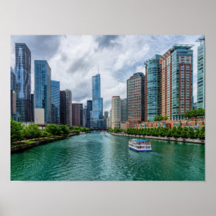 Chicago River and Trump Tower Poster