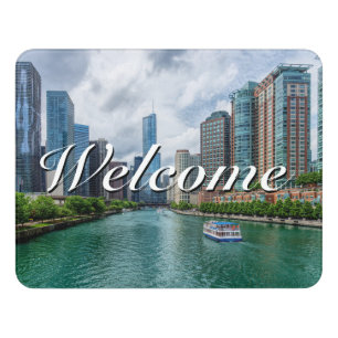 Chicago River and Trump Tower Welcome Door Sign