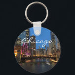 Chicago River at Night Keychain<br><div class="desc">A great way to remember a trip or show your love for the Windy City.</div>