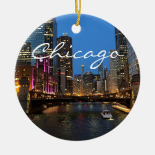 Chicago River at Night Ornament