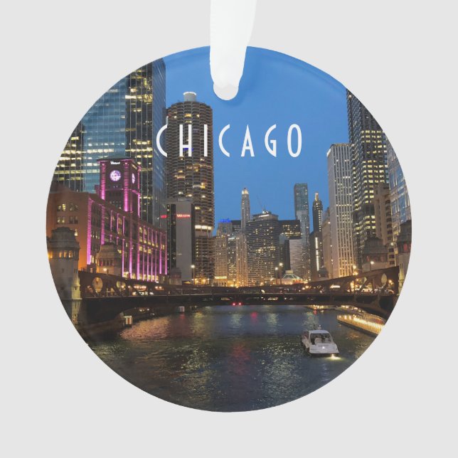 Chicago River at Night Ornament (Front)