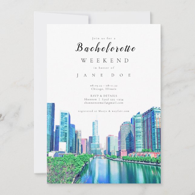 Chicago River Bachelorette Party Invitation (Front)