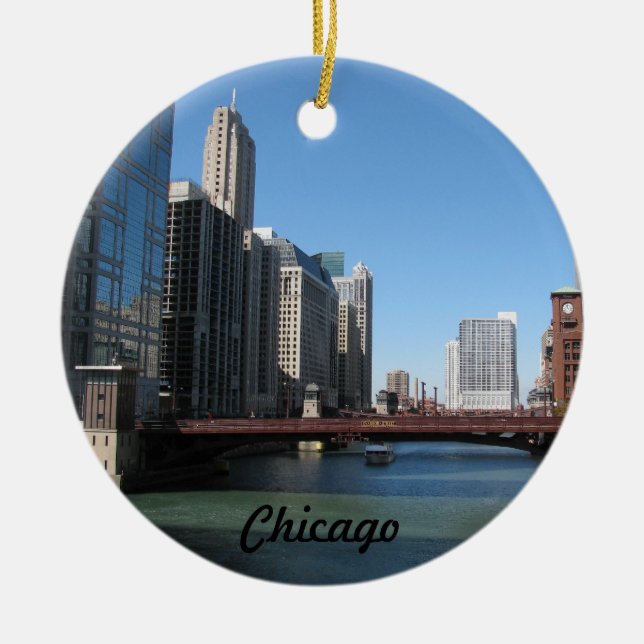 Chicago River Ceramic Ornament (Front)