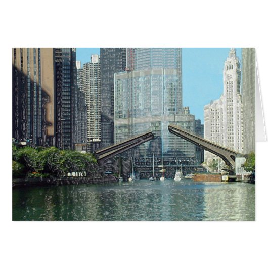 Chicago River Columbus Drive Boat Scene Cards (Front Horizontal)
