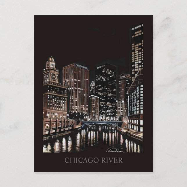 Chicago River Fine Art Randsom Art Postcard (Front)