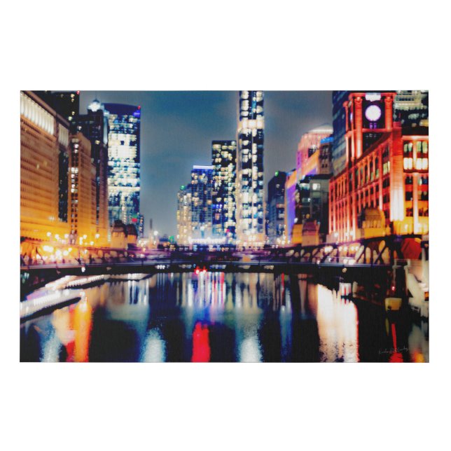 Chicago River Light Painting Canvas Print (Front)
