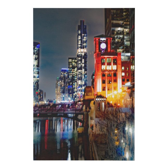 Chicago River Light Painting Canvas Print (Front)