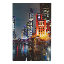 Chicago River Light Painting Vertical Canvas Print