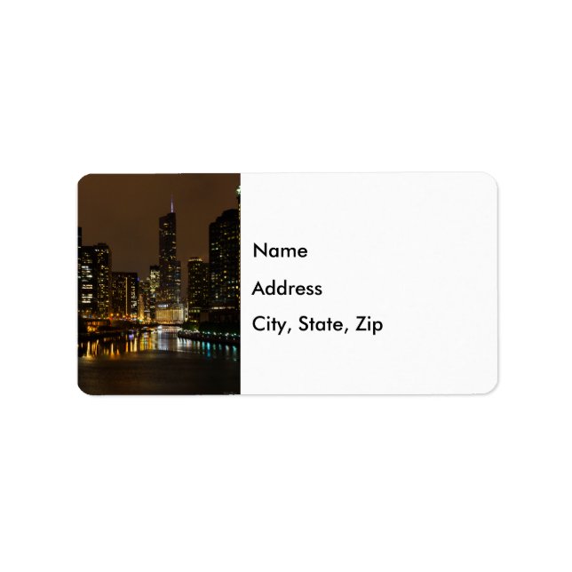 Chicago River Night Storm Address Label (Front)