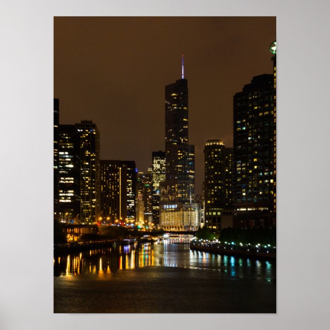 Chicago River Night Storm Poster (Front)