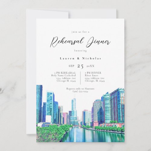 Chicago River Rehearsal Dinner Invitation