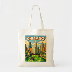Chicago River Saint Patricks day postcard Tote Bag