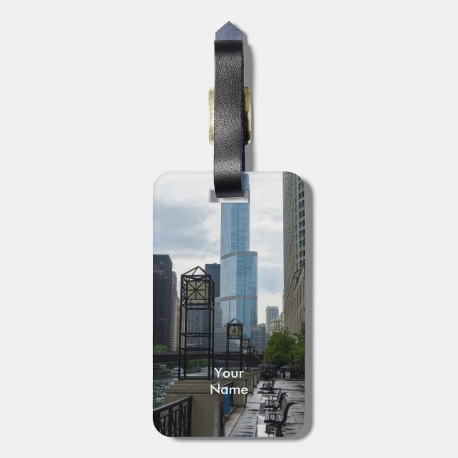 Chicago River Walk Luggage Tag (Back Vertical)