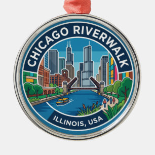 Chicago Riverwalk Illinois Metal Ornament